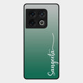Customize Name Gradient Glass Case Cover Green For Oneplus 10 Pro 5G