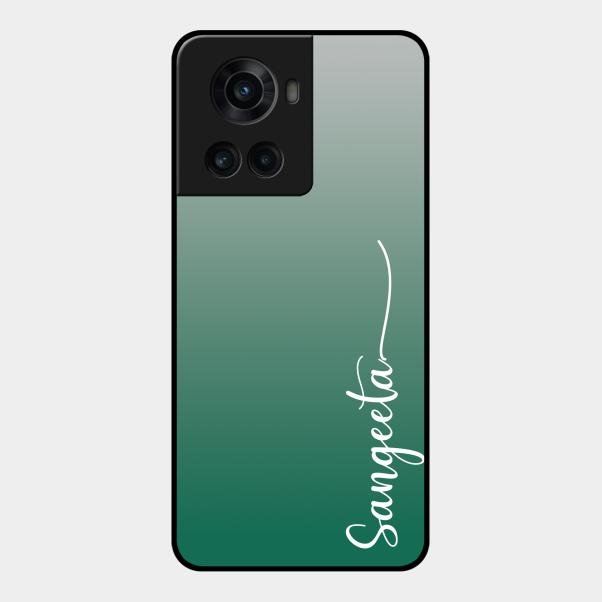 Customize Name Gradient Glass Case Cover Green For Oneplus 10R 5G