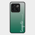 Customize Name Gradient Glass Case Cover Green For Oneplus 10T 5G