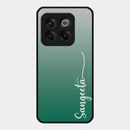 Customize Name Gradient Glass Case Cover Green For Oneplus 10T 5G