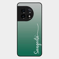 Customize Name Gradient Glass Case Cover Green For Oneplus 11 5G