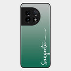 Customize Name Gradient Glass Case Cover Green For Oneplus 11 5G