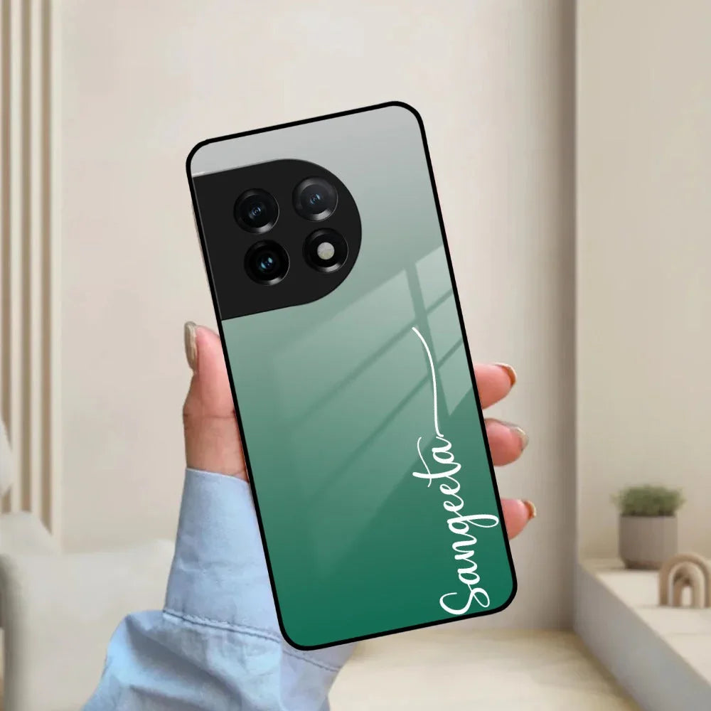Customize Name Gradient Glass Case Cover Green For OnePlus - ShopOnCliQ