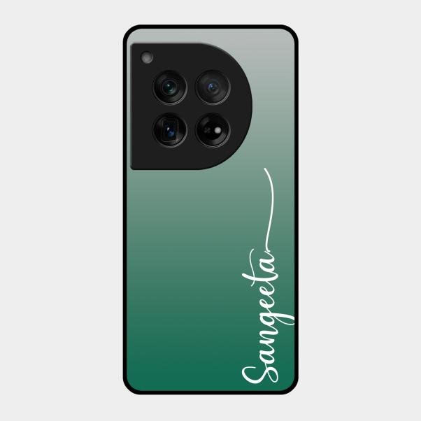 Customize Name Gradient Glass Case Cover Green For Oneplus 12 5G