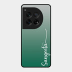 Customize Name Gradient Glass Case Cover Green For Oneplus 12 5G