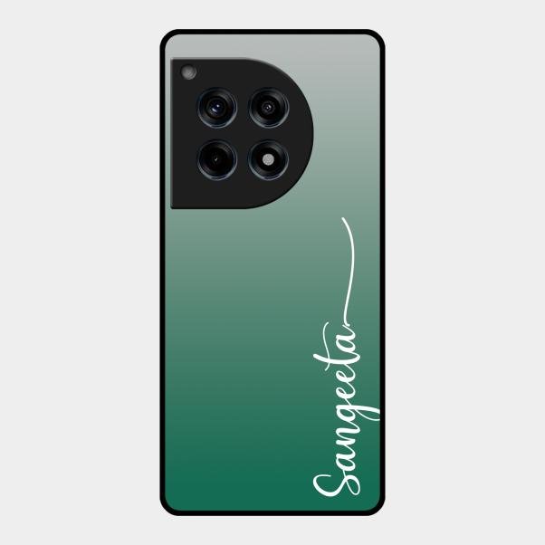 Customize Name Gradient Glass Case Cover Green For Oneplus 12R 5G