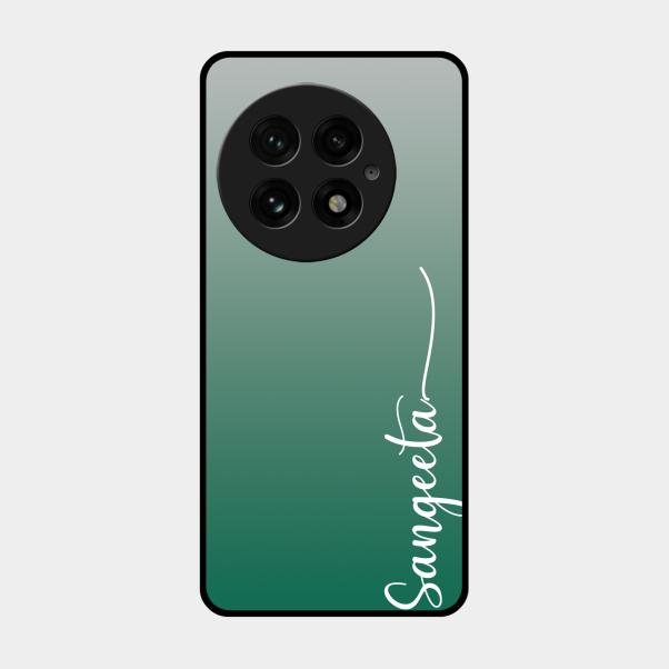 Customize Name Gradient Glass Case Cover Green For Oneplus 13 5G