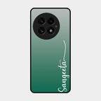 Customize Name Gradient Glass Case Cover Green For Oneplus 13 5G
