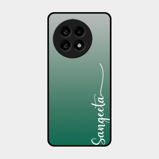 Customize Name Gradient Glass Case Cover Green For Oneplus 13R 5G