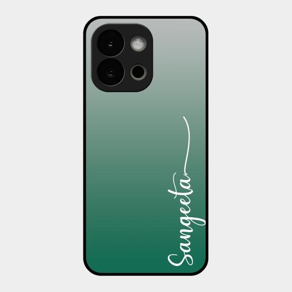 Customize Name Gradient Glass Case Cover Green For Oneplus 13S 5G