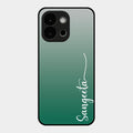 Customize Name Gradient Glass Case Cover Green For Oneplus 13S 5G