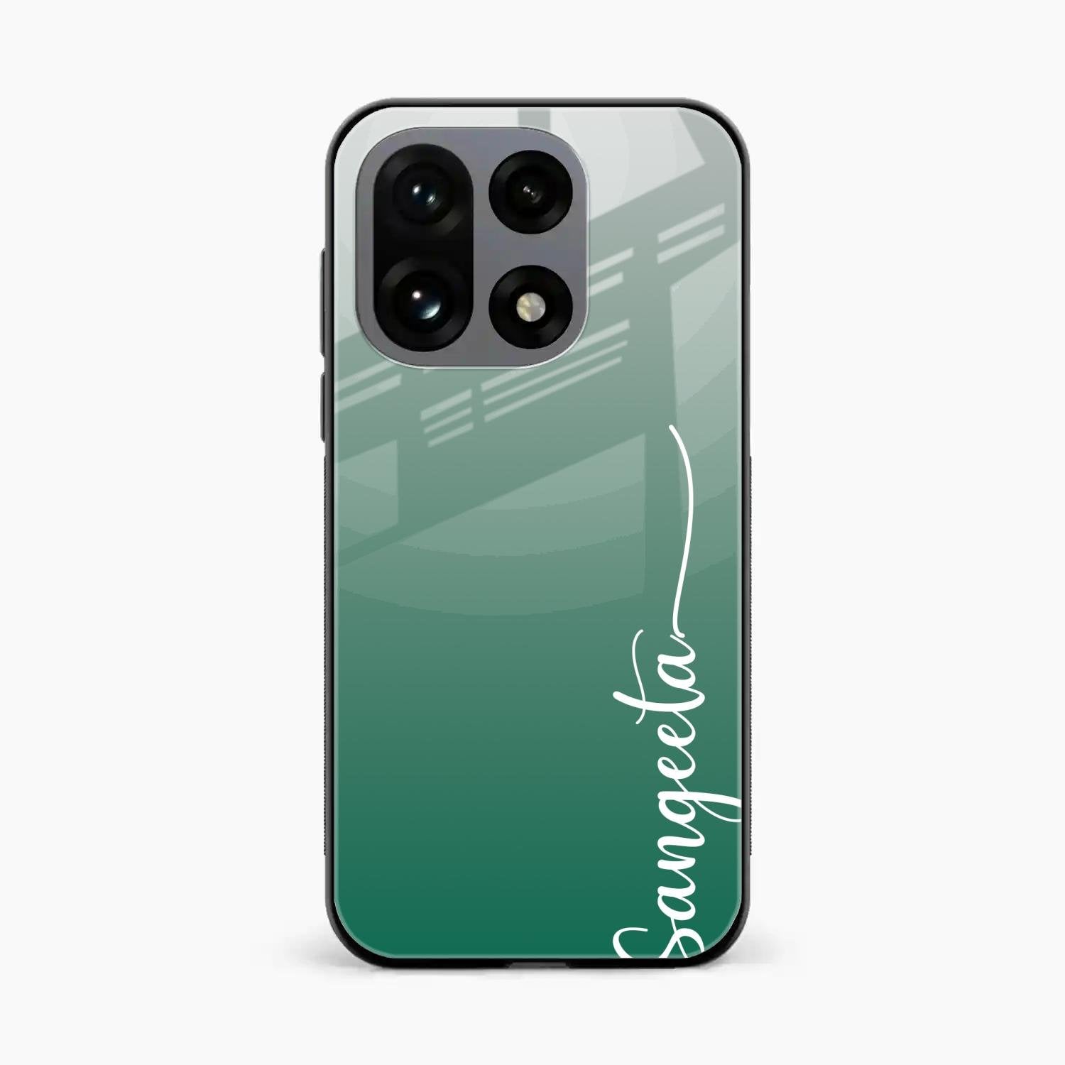 Customize Name Gradient Glass Case Cover Green For OnePlus 15 5G