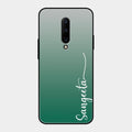 Customize Name Gradient Glass Case Cover Green For Oneplus 7 Pro