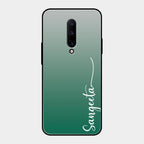 Customize Name Gradient Glass Case Cover Green For Oneplus 7 Pro
