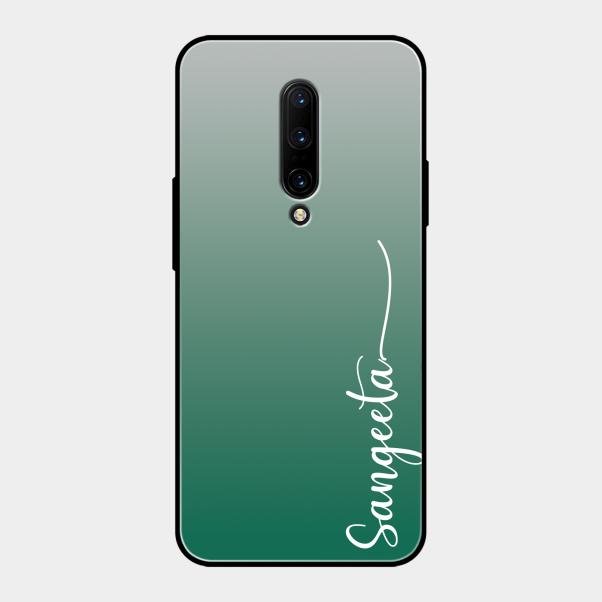 Customize Name Gradient Glass Case Cover Green For Oneplus 7 Pro