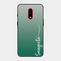 Customize Name Gradient Glass Case Cover Green For Oneplus 7