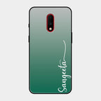 Customize Name Gradient Glass Case Cover Green For Oneplus 7