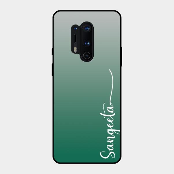 Customize Name Gradient Glass Case Cover Green For Oneplus 8 Pro