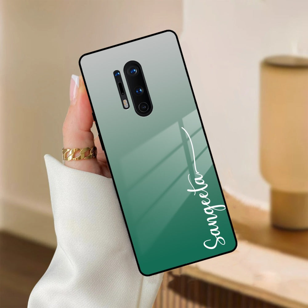 Customize Name Gradient Glass Case Cover Green For OnePlus