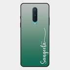 Customize Name Gradient Glass Case Cover Green For Oneplus 8