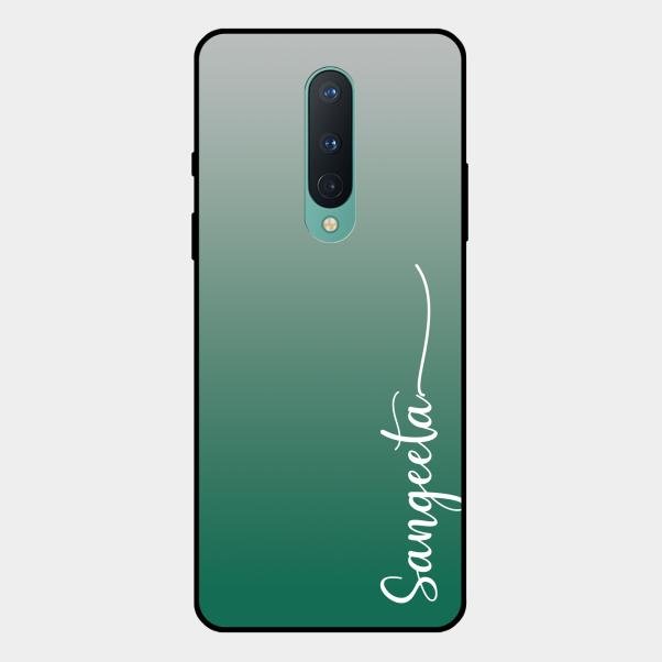 Customize Name Gradient Glass Case Cover Green For Oneplus 8