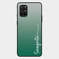 Customize Name Gradient Glass Case Cover Green For Oneplus 8T