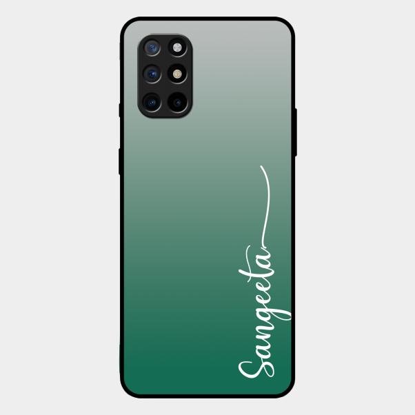 Customize Name Gradient Glass Case Cover Green For Oneplus 8T