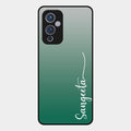 Customize Name Gradient Glass Case Cover Green For Oneplus 9 5G