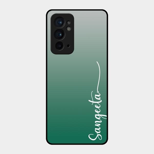 Customize Name Gradient Glass Case Cover Green For Oneplus 9Rt 5G