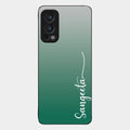 Customize Name Gradient Glass Case Cover Green For Oneplus Nord 2 5G