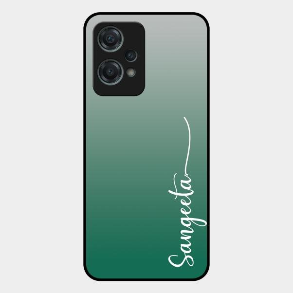 Customize Name Gradient Glass Case Cover Green For Oneplus Nord Ce 2 Lite 5G