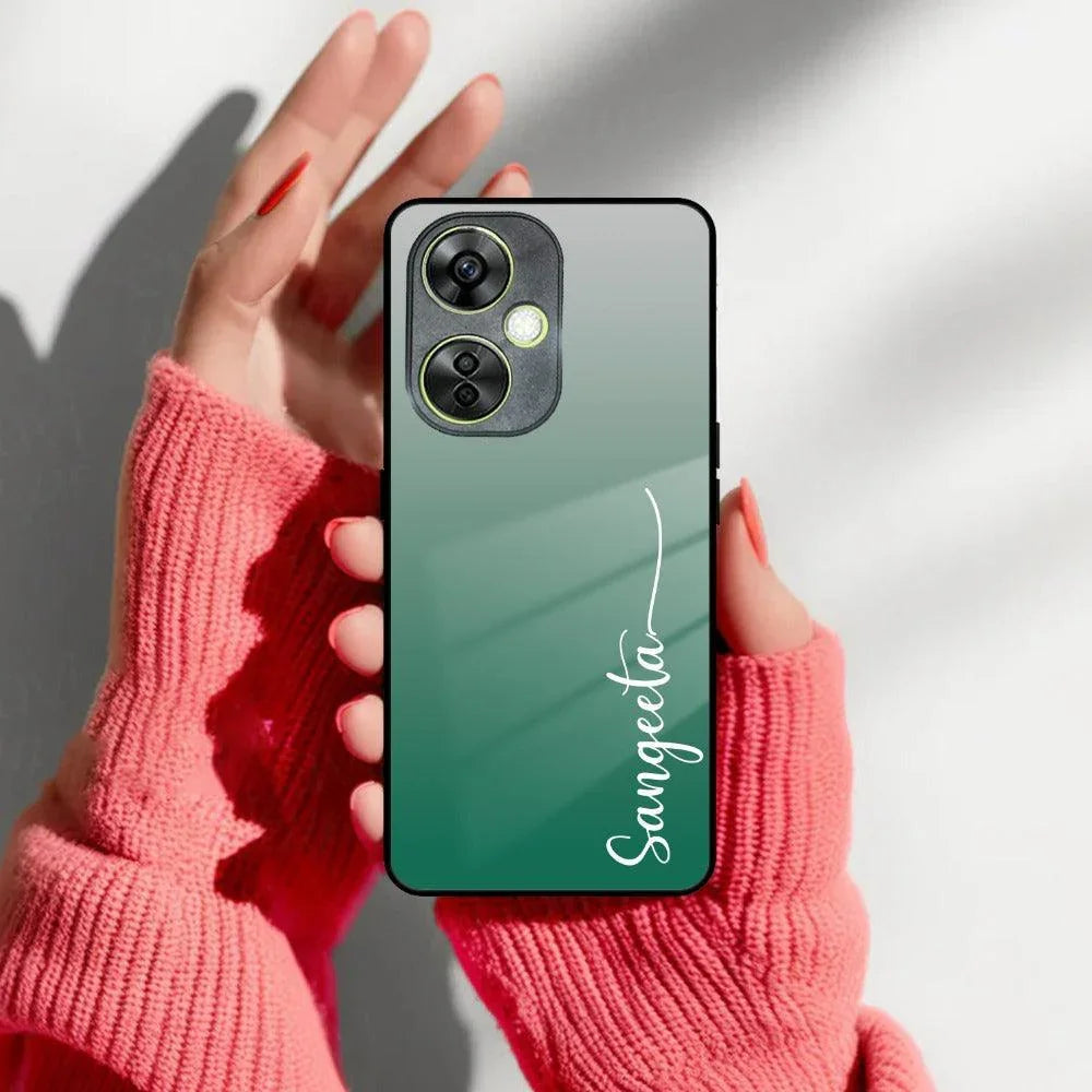 Customize Name Gradient Glass Case Cover Green For OnePlus - ShopOnCliQ