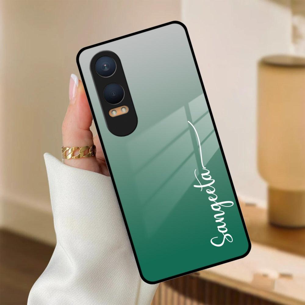 Customize Name Gradient Glass Case Cover Green For OnePlus