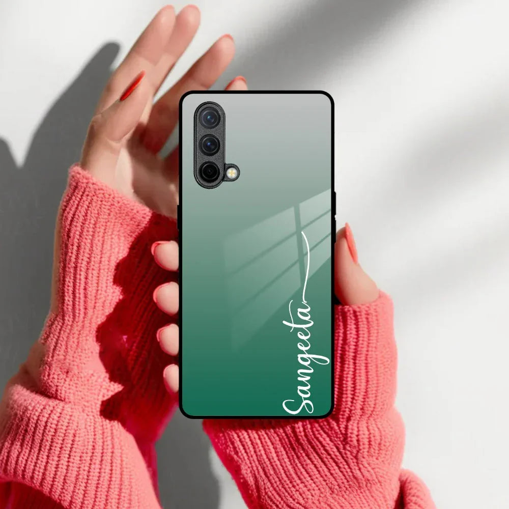 Customize Name Gradient Glass Case Cover Green For OnePlus - ShopOnCliQ