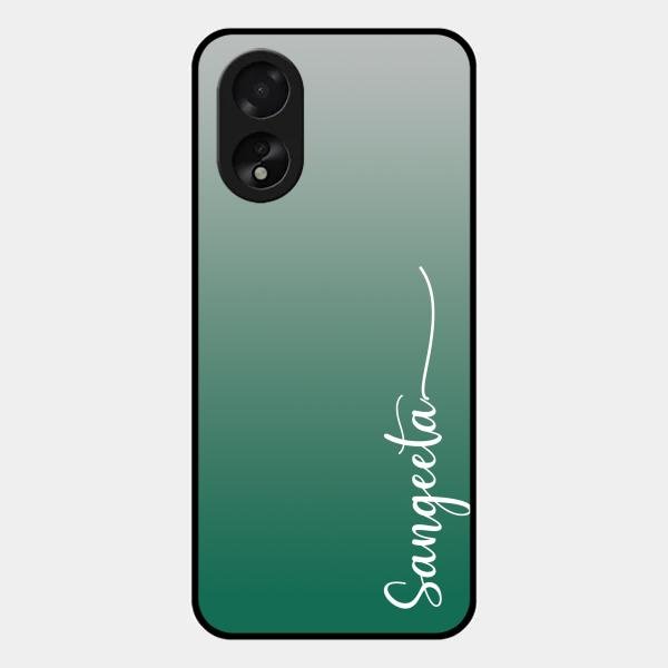 Customize Name Gradient Glass Case Cover Green For Oppo A38