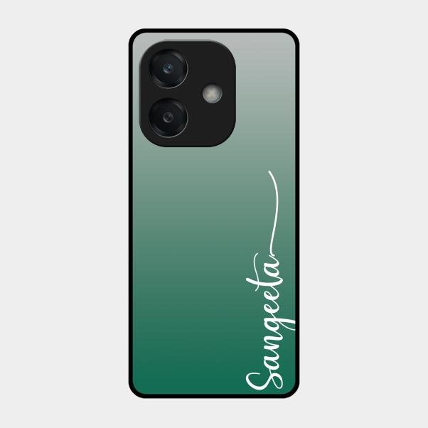 Customize Name Gradient Glass Case Cover Green For Oppo A3X 5G