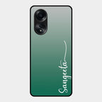 Customize Name Gradient Glass Case Cover Green For Oppo A58