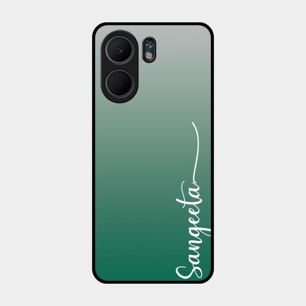 Customize Name Gradient Glass Case Cover Green For Oppo A5X 4G