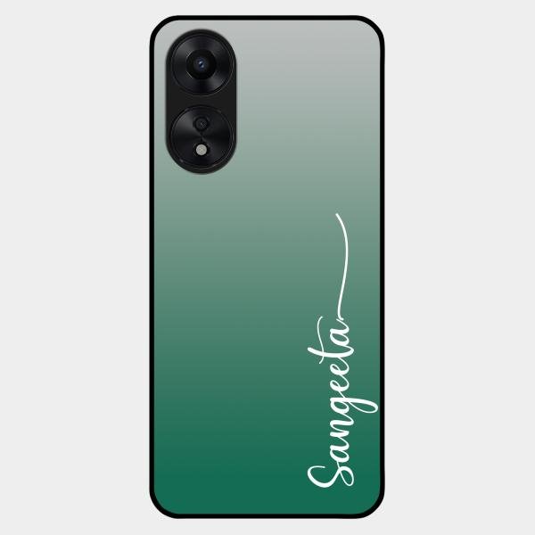 Customize Name Gradient Glass Case Cover Green For Oppo A78 5G