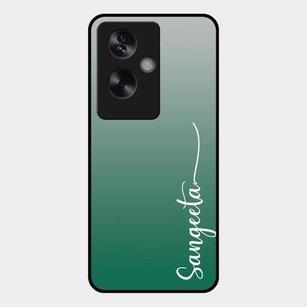 Customize Name Gradient Glass Case Cover Green For Oppo A79 5G