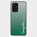 Customize Name Gradient Glass Case Cover Green For Oppo F19 Pro Plus 5G