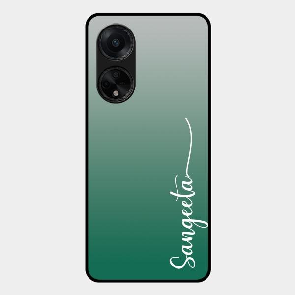 Customize Name Gradient Glass Case Cover Green For Oppo F23 5G
