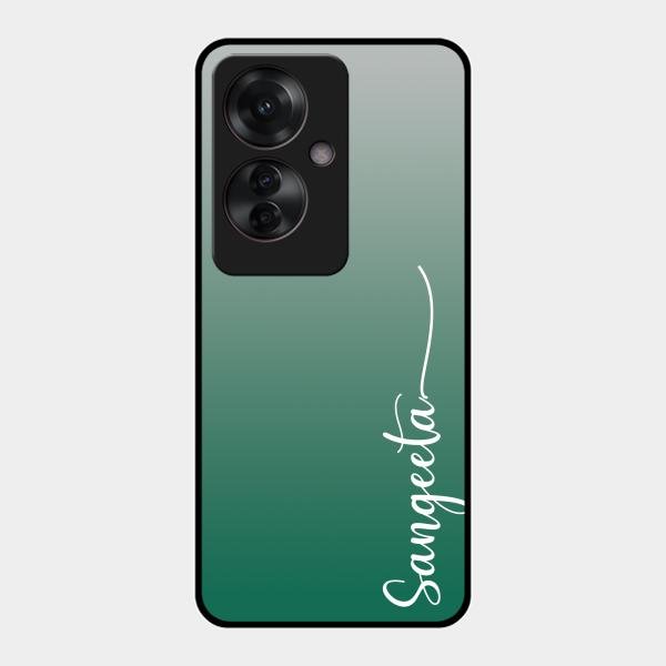 Customize Name Gradient Glass Case Cover Green For Oppo F25 Pro 5G