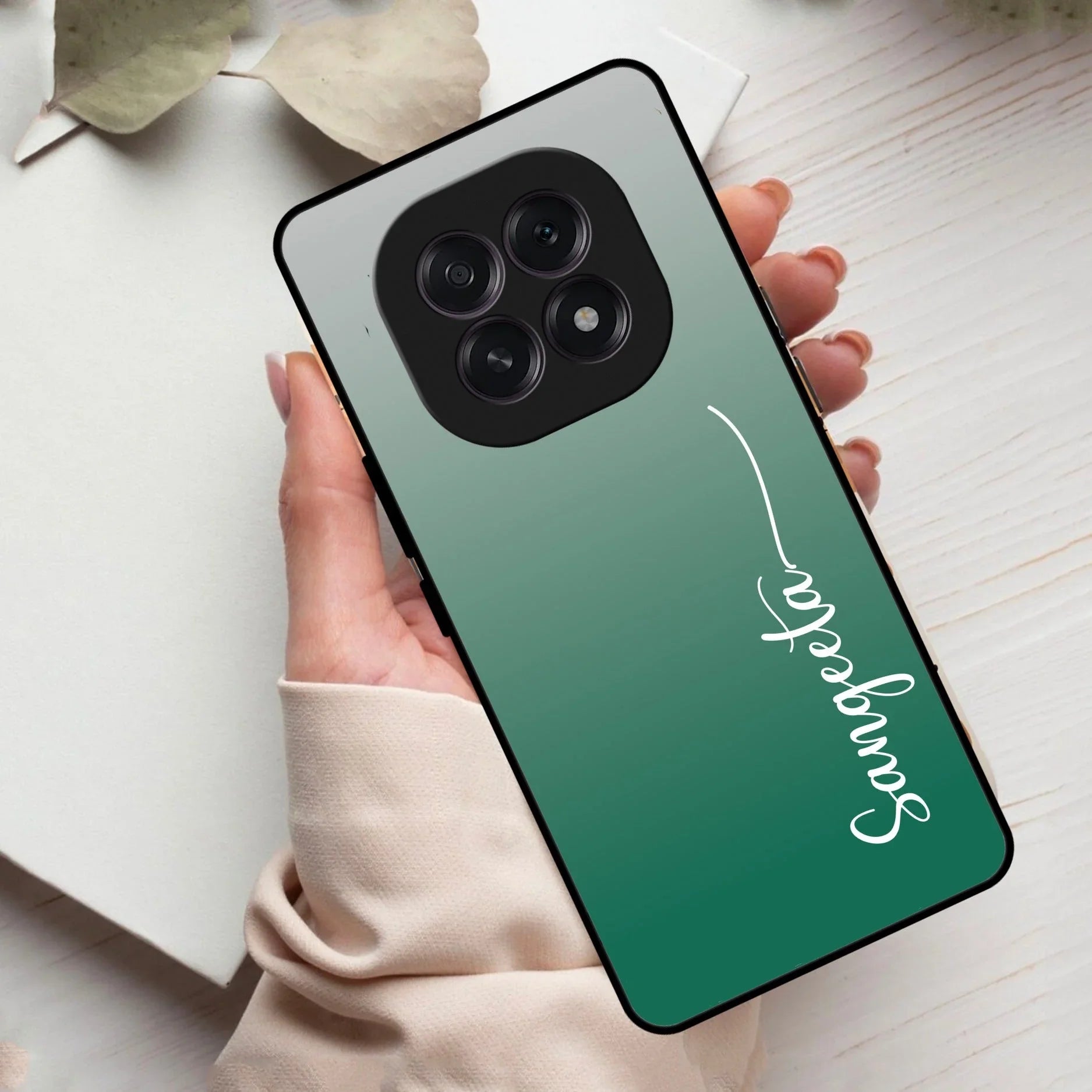 Customize Name Gradient Glass Case Cover Green For Oppo - ShopOnCliQ