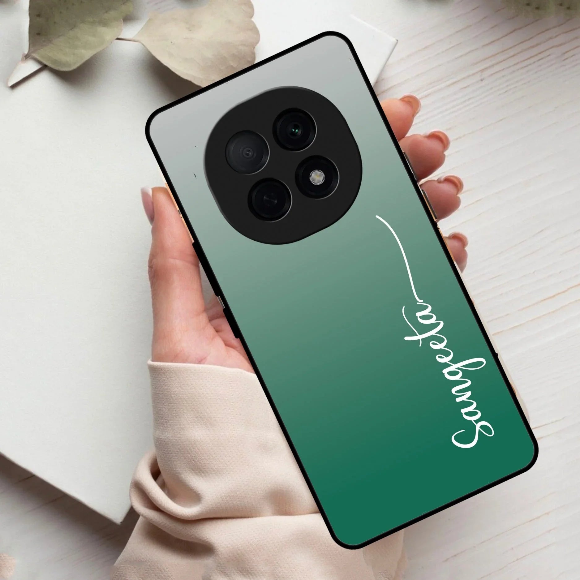 Customize Name Gradient Glass Case Cover Green For Oppo - ShopOnCliQ