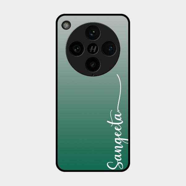 Customize Name Gradient Glass Case Cover Green For Oppo Find X8 Pro 5G