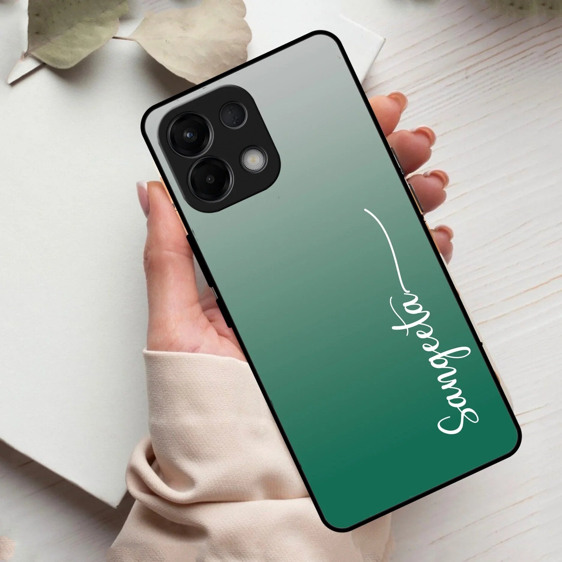 Customize Name Gradient Glass Case Cover Green For Oppo - ShopOnCliQ