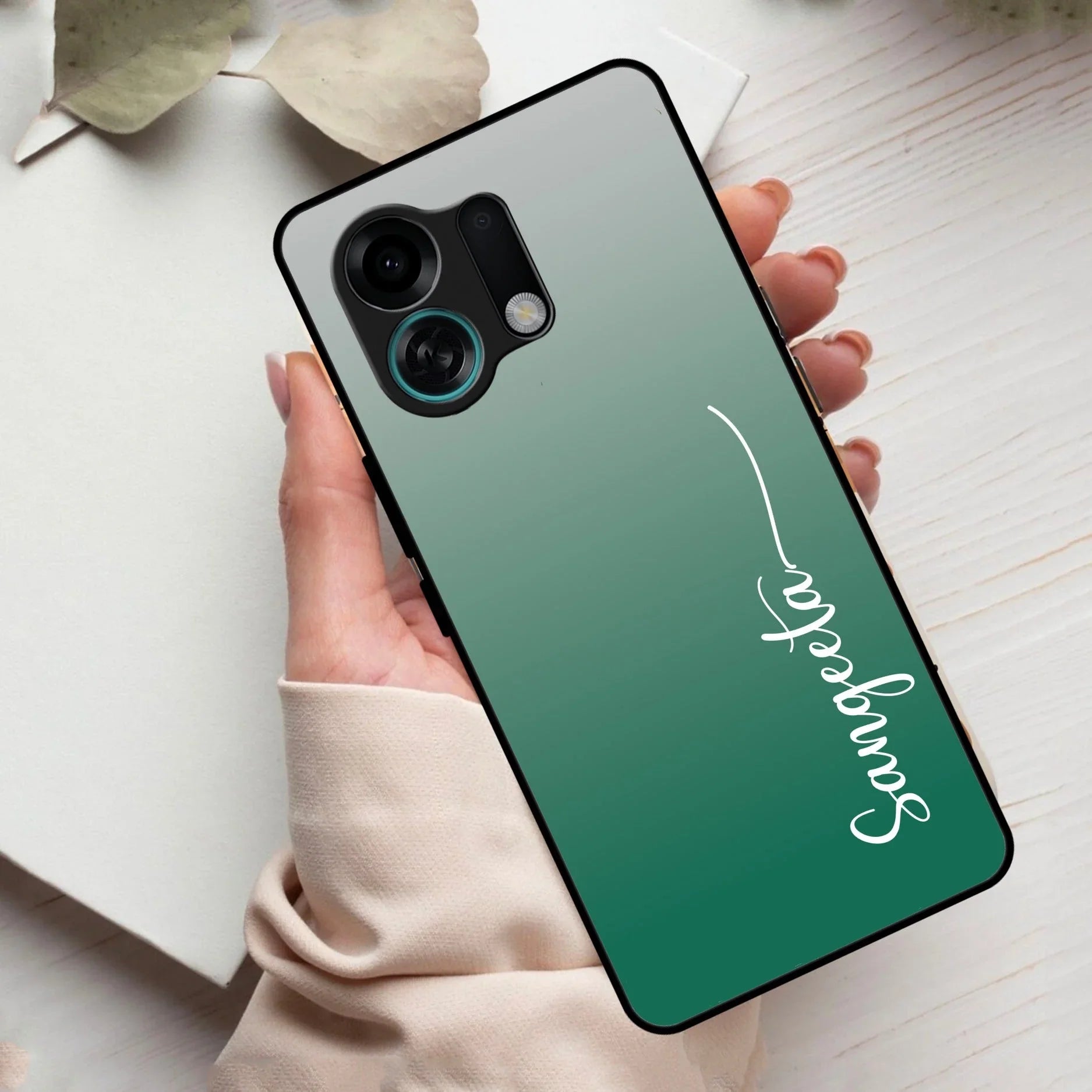 Customize Name Gradient Glass Case Cover Green For Oppo - ShopOnCliQ