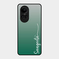 Customize Name Gradient Glass Case Cover Green For Oppo Reno 10 5G