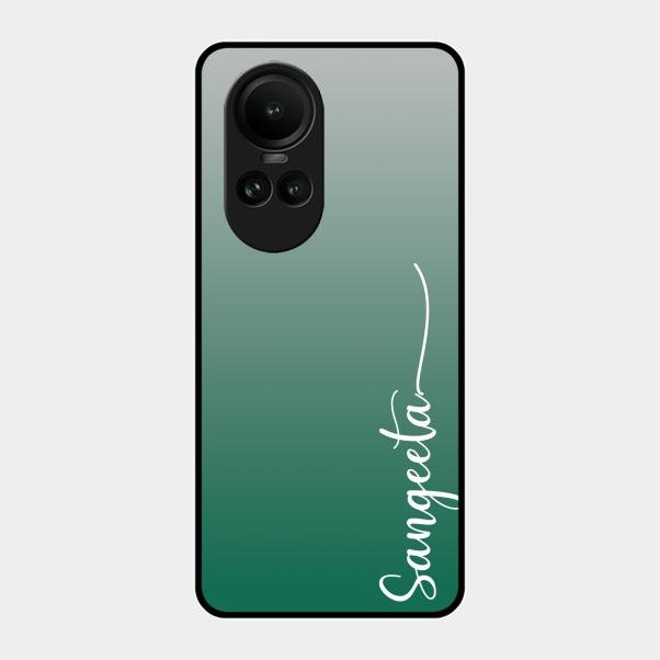 Customize Name Gradient Glass Case Cover Green For Oppo Reno 10 5G